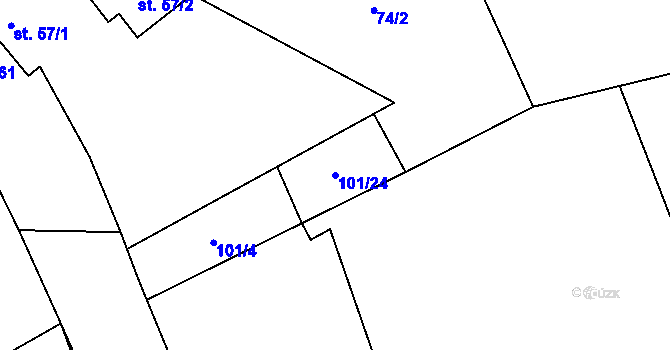 Parcela st. 101/24 v KÚ Chlum u Blovic, Katastrální mapa