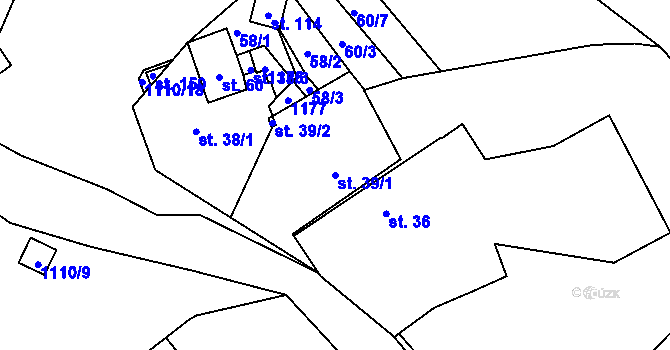 Parcela st. 39/1 v KÚ Chlum u Blovic, Katastrální mapa