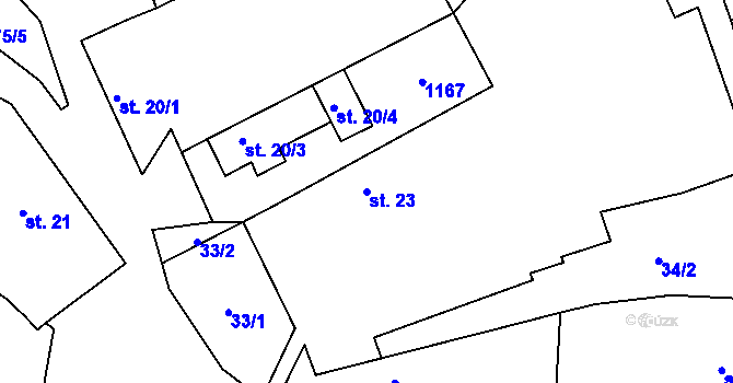 Parcela st. 23 v KÚ Chlum nad Berounkou, Katastrální mapa