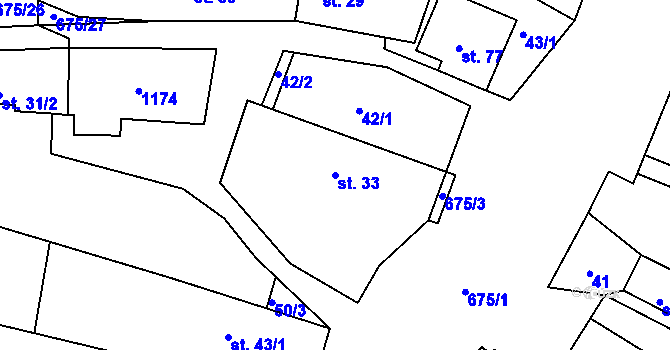 Parcela st. 33 v KÚ Chlum nad Berounkou, Katastrální mapa