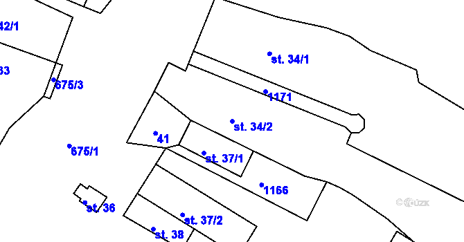Parcela st. 34/2 v KÚ Chlum nad Berounkou, Katastrální mapa