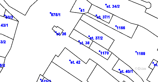 Parcela st. 38 v KÚ Chlum nad Berounkou, Katastrální mapa