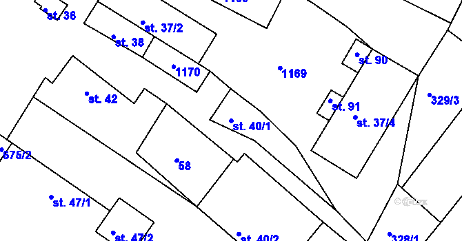 Parcela st. 40/1 v KÚ Chlum nad Berounkou, Katastrální mapa