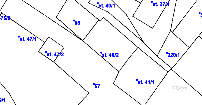 Parcela st. 40/2 v KÚ Chlum nad Berounkou, Katastrální mapa