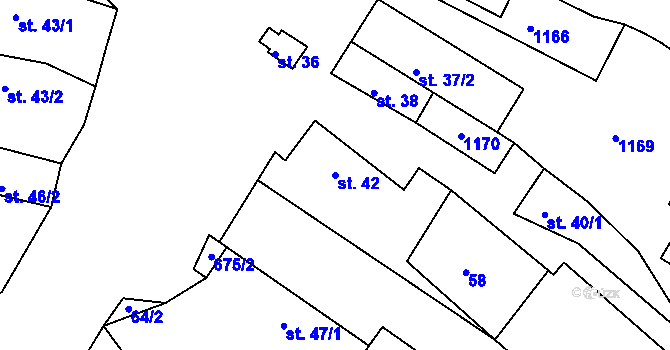 Parcela st. 42 v KÚ Chlum nad Berounkou, Katastrální mapa