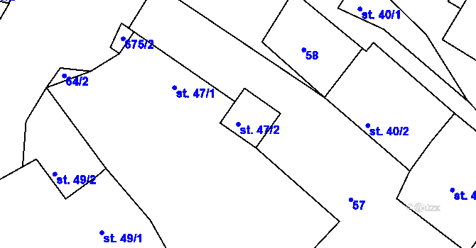 Parcela st. 47/2 v KÚ Chlum nad Berounkou, Katastrální mapa