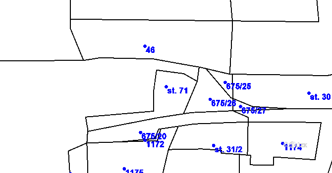 Parcela st. 71 v KÚ Chlum nad Berounkou, Katastrální mapa