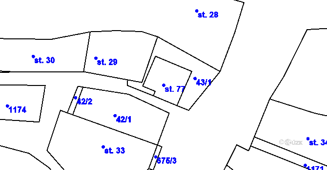 Parcela st. 77 v KÚ Chlum nad Berounkou, Katastrální mapa