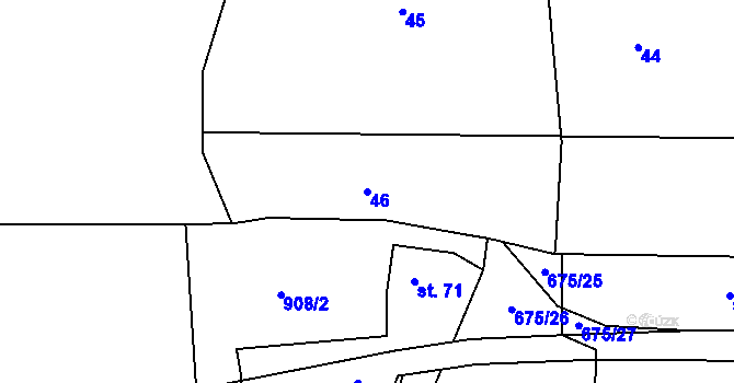 Parcela st. 46 v KÚ Chlum nad Berounkou, Katastrální mapa