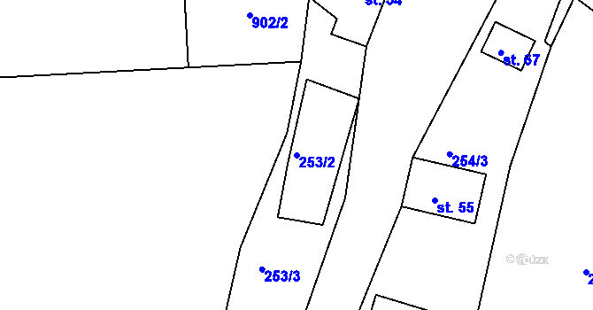 Parcela st. 253/2 v KÚ Chlum nad Berounkou, Katastrální mapa