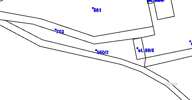 Parcela st. 560/2 v KÚ Chlum nad Berounkou, Katastrální mapa