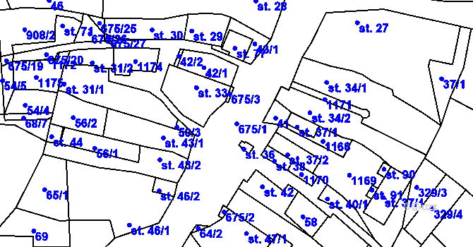 Parcela st. 675/1 v KÚ Chlum nad Berounkou, Katastrální mapa
