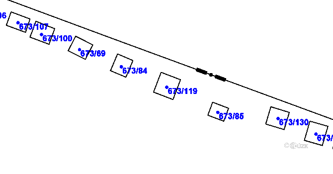 Parcela st. 673/119 v KÚ Chlum nad Berounkou, Katastrální mapa