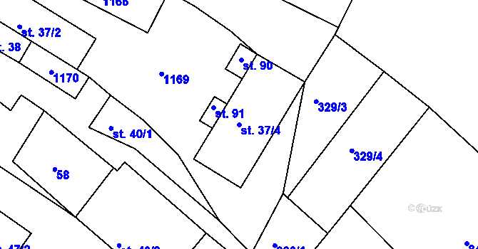Parcela st. 37/4 v KÚ Chlum nad Berounkou, Katastrální mapa