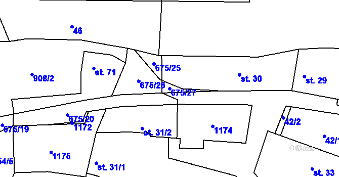 Parcela st. 675/27 v KÚ Chlum nad Berounkou, Katastrální mapa