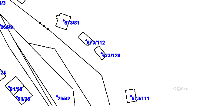 Parcela st. 673/129 v KÚ Chlum nad Berounkou, Katastrální mapa