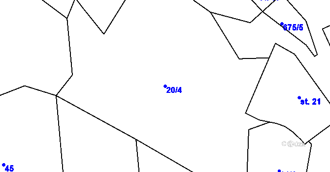 Parcela st. 20/4 v KÚ Chlum nad Berounkou, Katastrální mapa