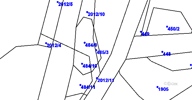 Parcela st. 485/3 v KÚ Chlum u Dubé, Katastrální mapa