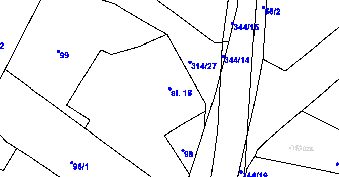 Parcela st. 18 v KÚ Chlum u Hradce Králové, Katastrální mapa