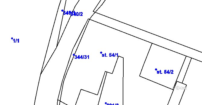 Parcela st. 54/1 v KÚ Chlum u Hradce Králové, Katastrální mapa