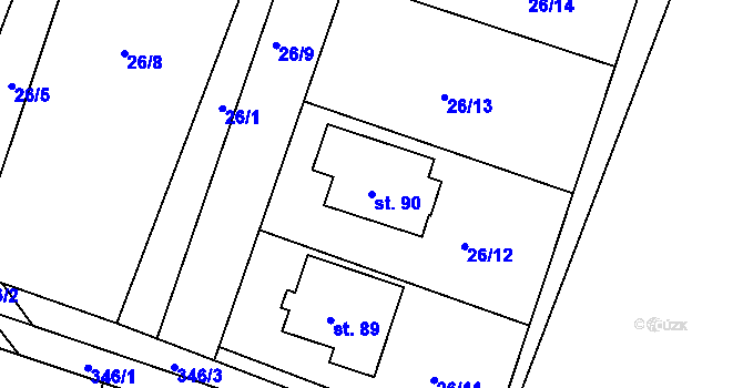 Parcela st. 90 v KÚ Chlum u Hradce Králové, Katastrální mapa