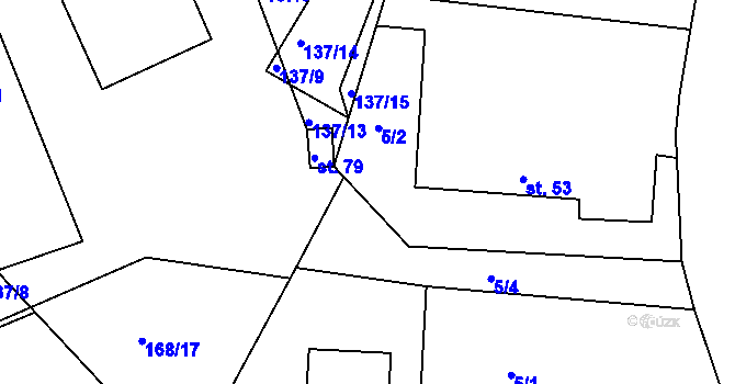 Parcela st. 5/5 v KÚ Chlum u Hradce Králové, Katastrální mapa