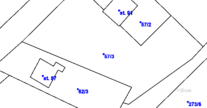 Parcela st. 57/3 v KÚ Chlum u Hradce Králové, Katastrální mapa
