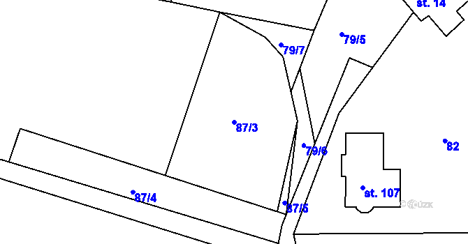 Parcela st. 87/3 v KÚ Chlum u Hradce Králové, Katastrální mapa