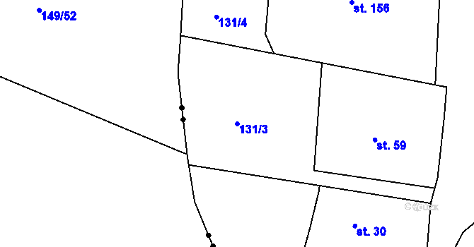 Parcela st. 131/3 v KÚ Chlum u Hradce Králové, Katastrální mapa