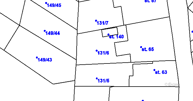 Parcela st. 131/6 v KÚ Chlum u Hradce Králové, Katastrální mapa