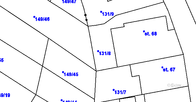 Parcela st. 131/8 v KÚ Chlum u Hradce Králové, Katastrální mapa