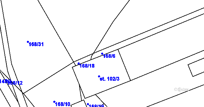 Parcela st. 168/6 v KÚ Chlum u Hradce Králové, Katastrální mapa