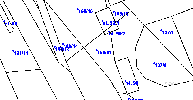 Parcela st. 168/11 v KÚ Chlum u Hradce Králové, Katastrální mapa