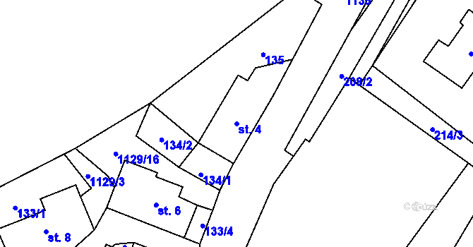 Parcela st. 4 v KÚ Chlum u Hlinska, Katastrální mapa