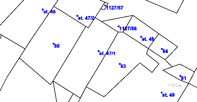 Parcela st. 47/1 v KÚ Chlum u Hlinska, Katastrální mapa