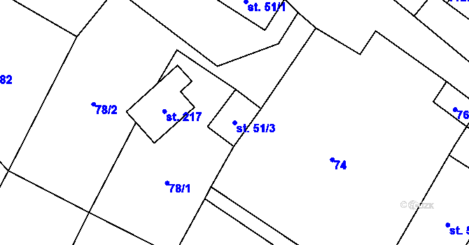 Parcela st. 51/3 v KÚ Chlum u Hlinska, Katastrální mapa