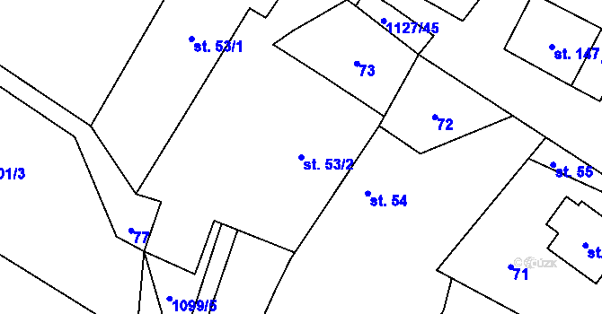 Parcela st. 53/2 v KÚ Chlum u Hlinska, Katastrální mapa