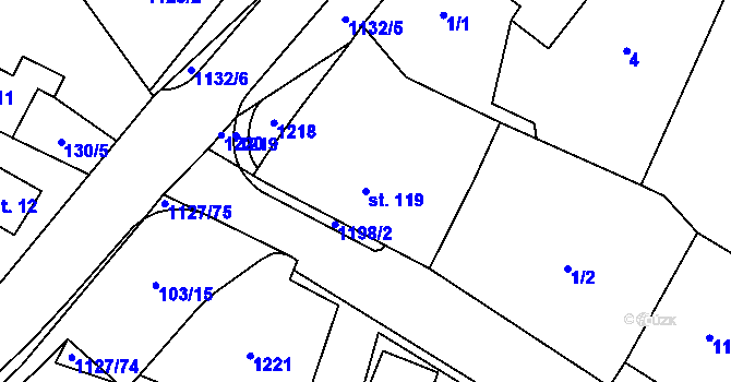 Parcela st. 119 v KÚ Chlum u Hlinska, Katastrální mapa
