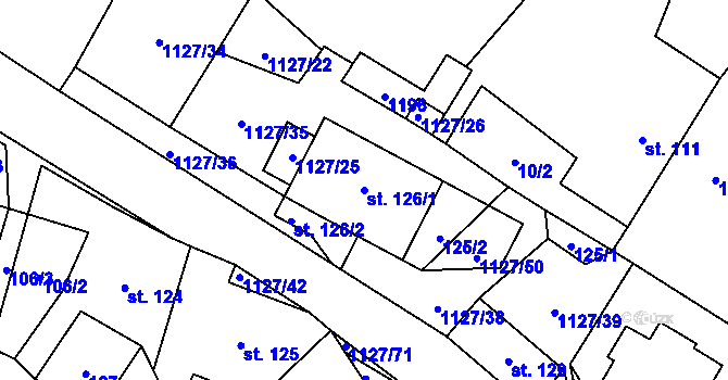 Parcela st. 126/1 v KÚ Chlum u Hlinska, Katastrální mapa