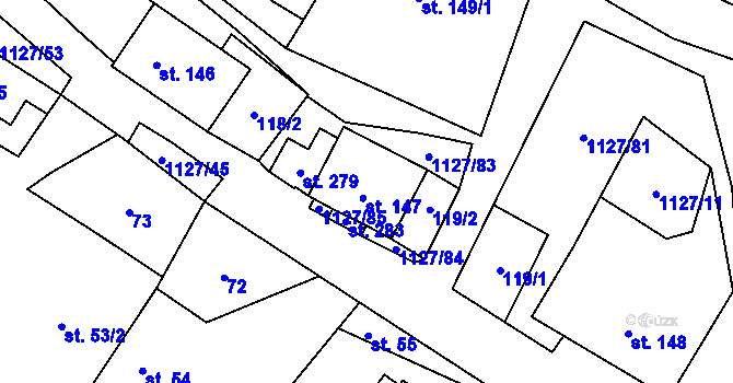 Parcela st. 147 v KÚ Chlum u Hlinska, Katastrální mapa