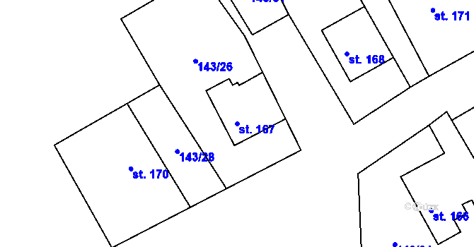 Parcela st. 167 v KÚ Chlum u Hlinska, Katastrální mapa
