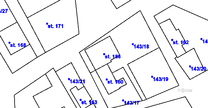 Parcela st. 186 v KÚ Chlum u Hlinska, Katastrální mapa