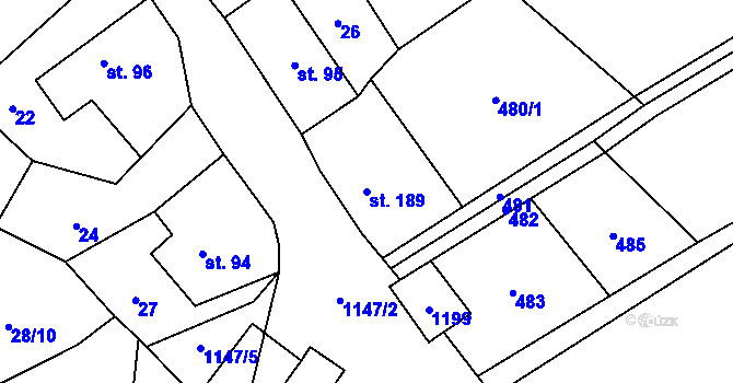 Parcela st. 189 v KÚ Chlum u Hlinska, Katastrální mapa