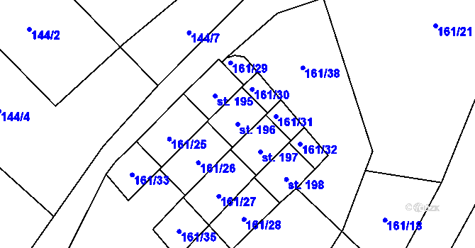 Parcela st. 196 v KÚ Chlum u Hlinska, Katastrální mapa