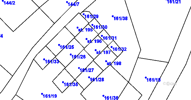 Parcela st. 197 v KÚ Chlum u Hlinska, Katastrální mapa