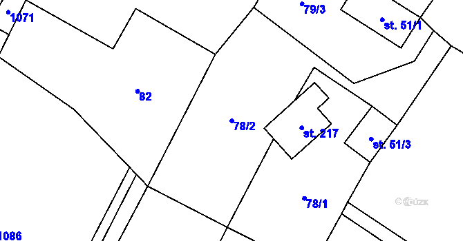 Parcela st. 78/2 v KÚ Chlum u Hlinska, Katastrální mapa