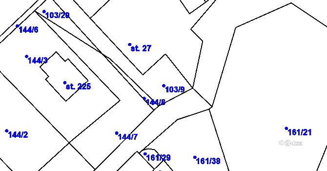 Parcela st. 103/9 v KÚ Chlum u Hlinska, Katastrální mapa