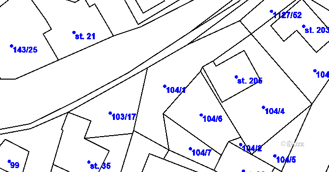 Parcela st. 104/1 v KÚ Chlum u Hlinska, Katastrální mapa