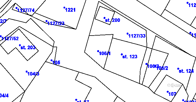 Parcela st. 106/1 v KÚ Chlum u Hlinska, Katastrální mapa