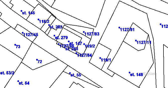 Parcela st. 119/2 v KÚ Chlum u Hlinska, Katastrální mapa